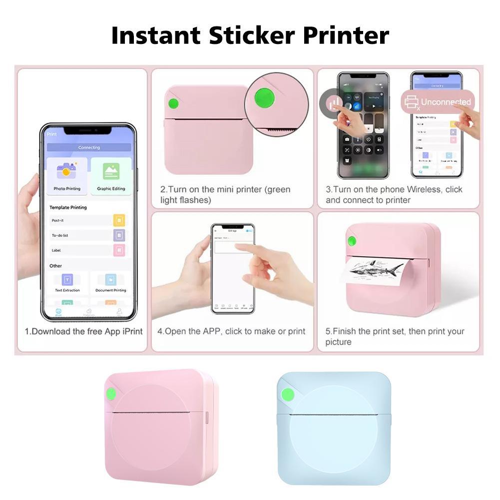 Mini Pocket Thermal Label Portable Printer for Apple and Android